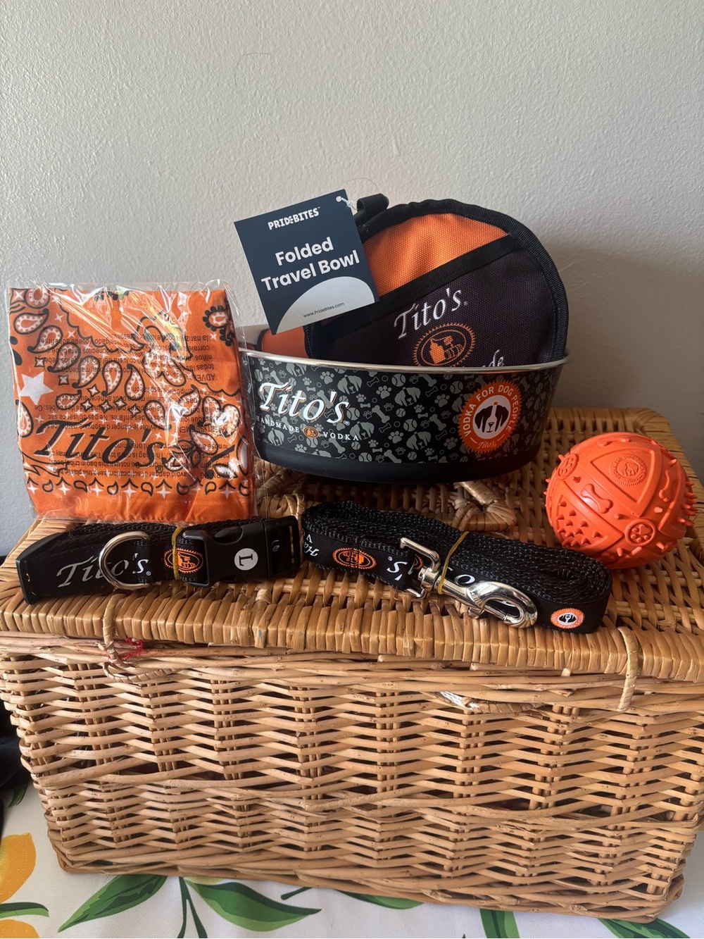 Tito's Orange and black ultimate Dog Travel & Accessory Set